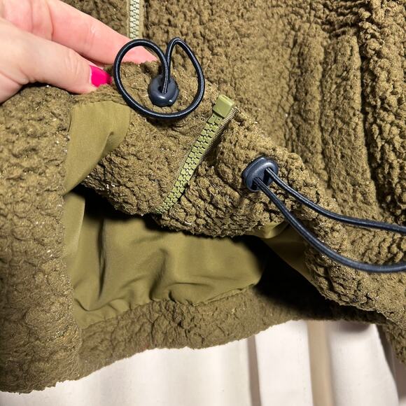 Urban‎ Outfitters Oversized Full Zip Teddy Coat Jacket Sherpa Moss Green Small - Picture 5 of 12
